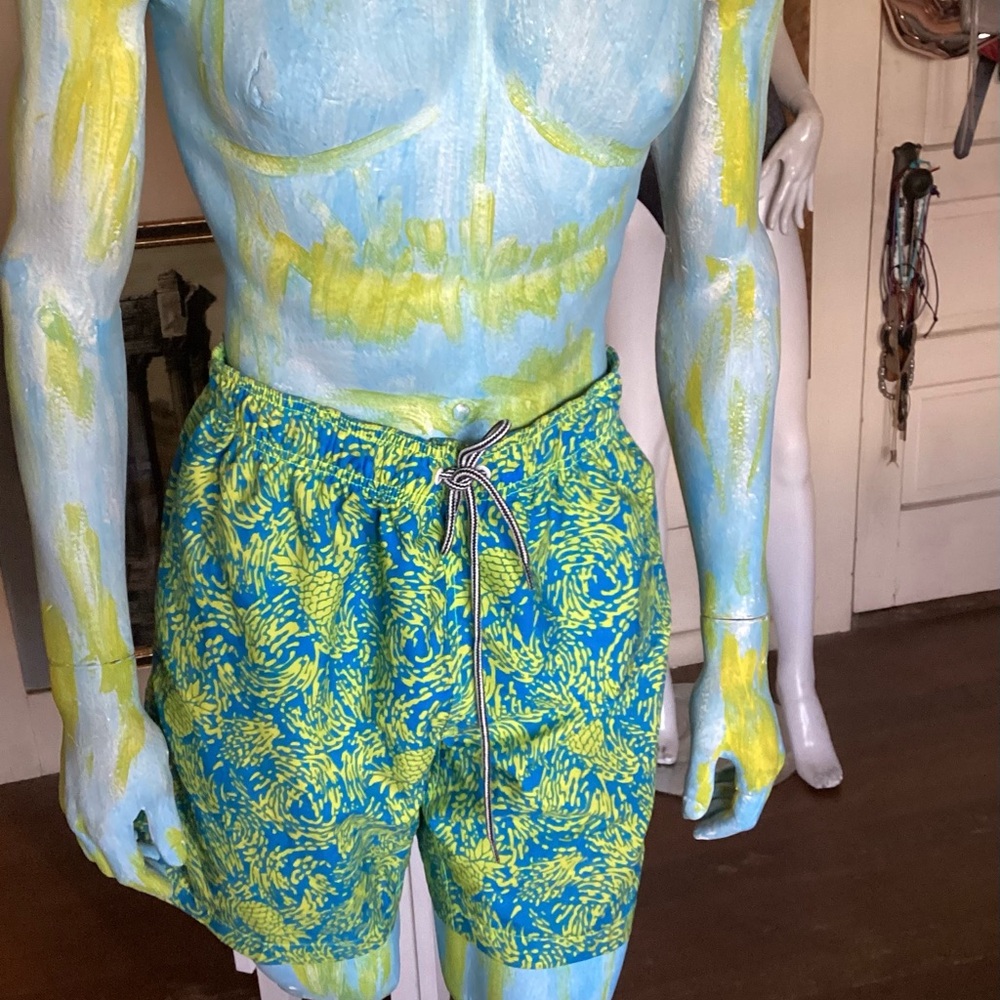 Speedo Patterned Swim Trunks in Blue and Yellow
